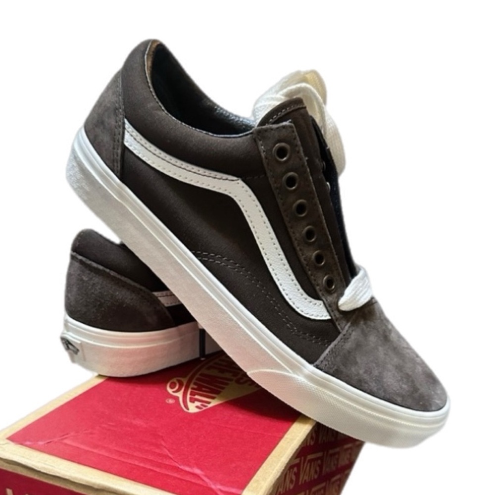 NIB NWT Vans OLD SKOOL OVERSIZED LACE Brown Suede Sneaker Shoe UNISEX M 8.5 W 10